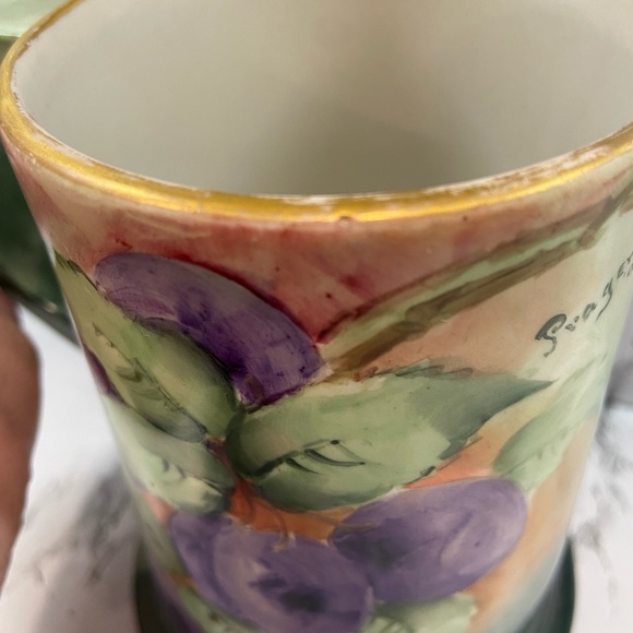 Bell Pottery Findley, Ohio. Antique Large Mug w/hand-painted grapes. - Picture 11 of 13